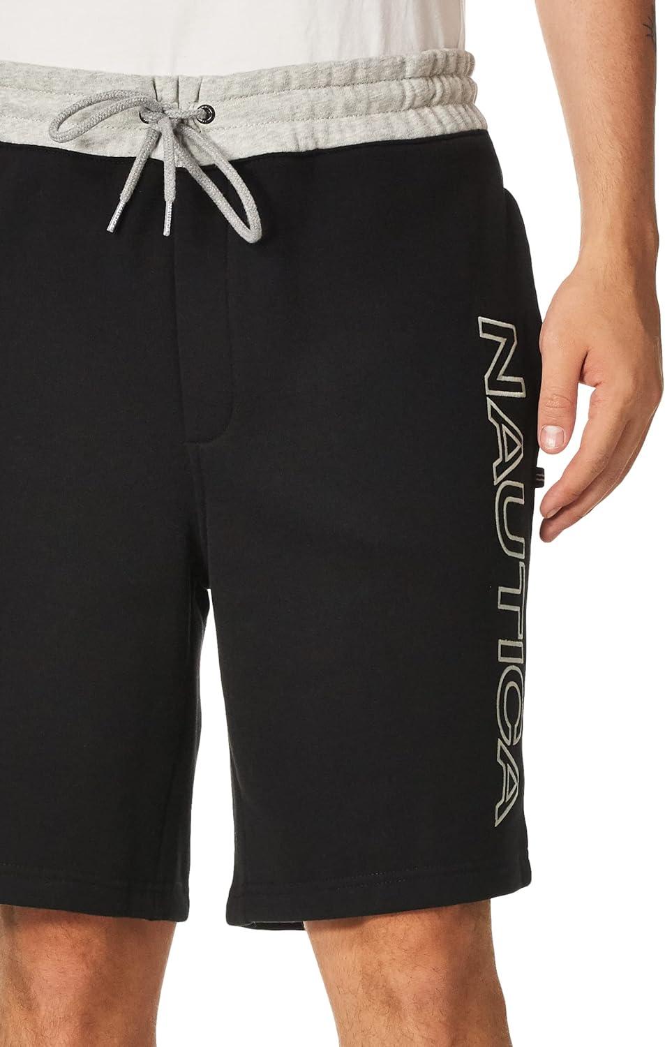 imageNautica Mens Fleece Logo ShortsTrue Black