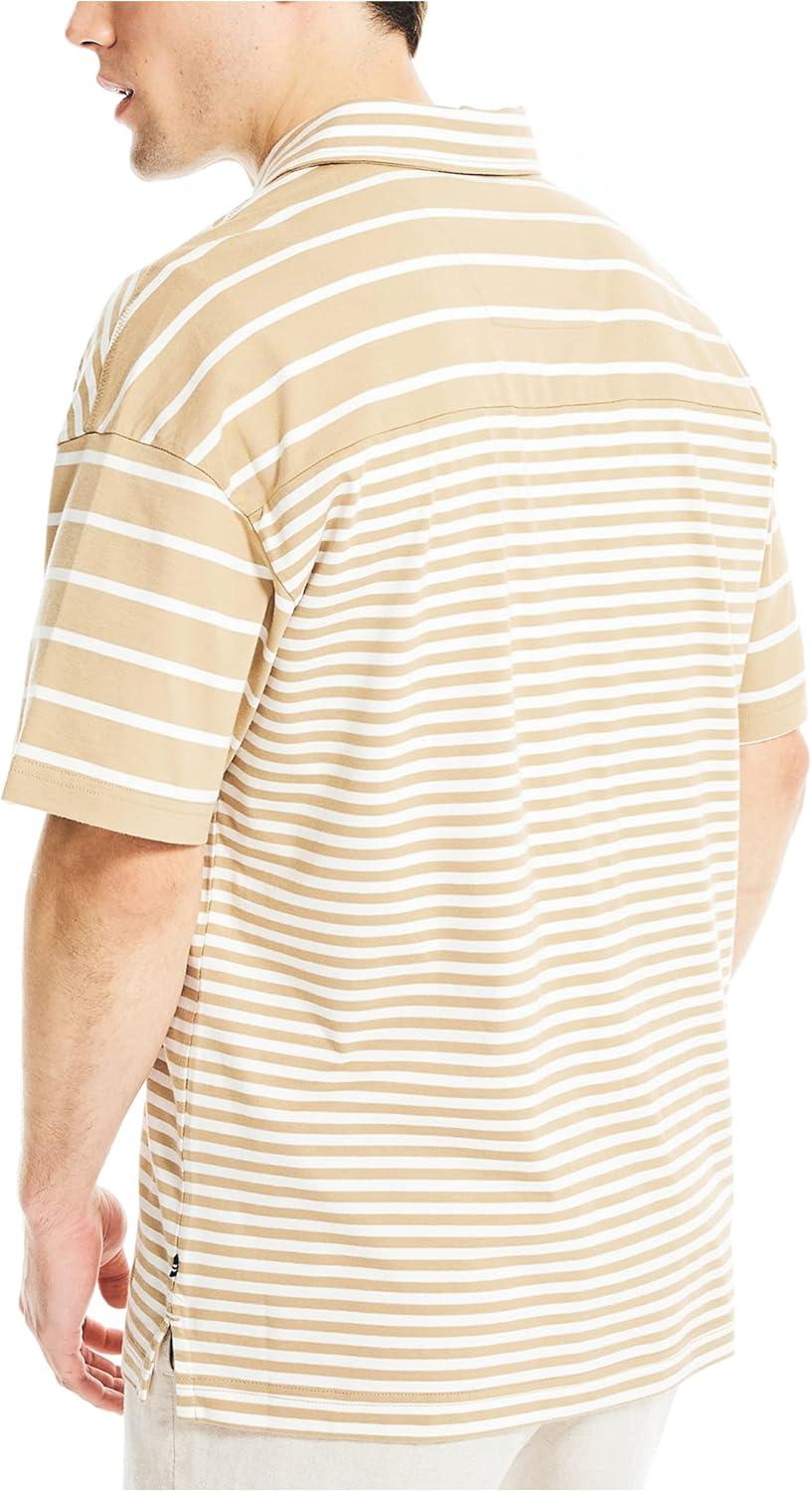 imageNautica Mens Striped Camp ShirtMilitary Tan