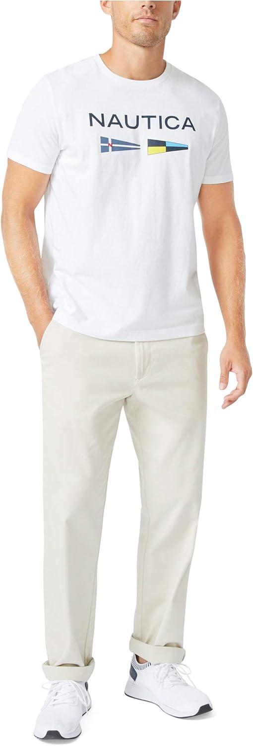 imageNautica Mens Sustainably Crafted Logo Signal Flag Graphic TShirtBright White