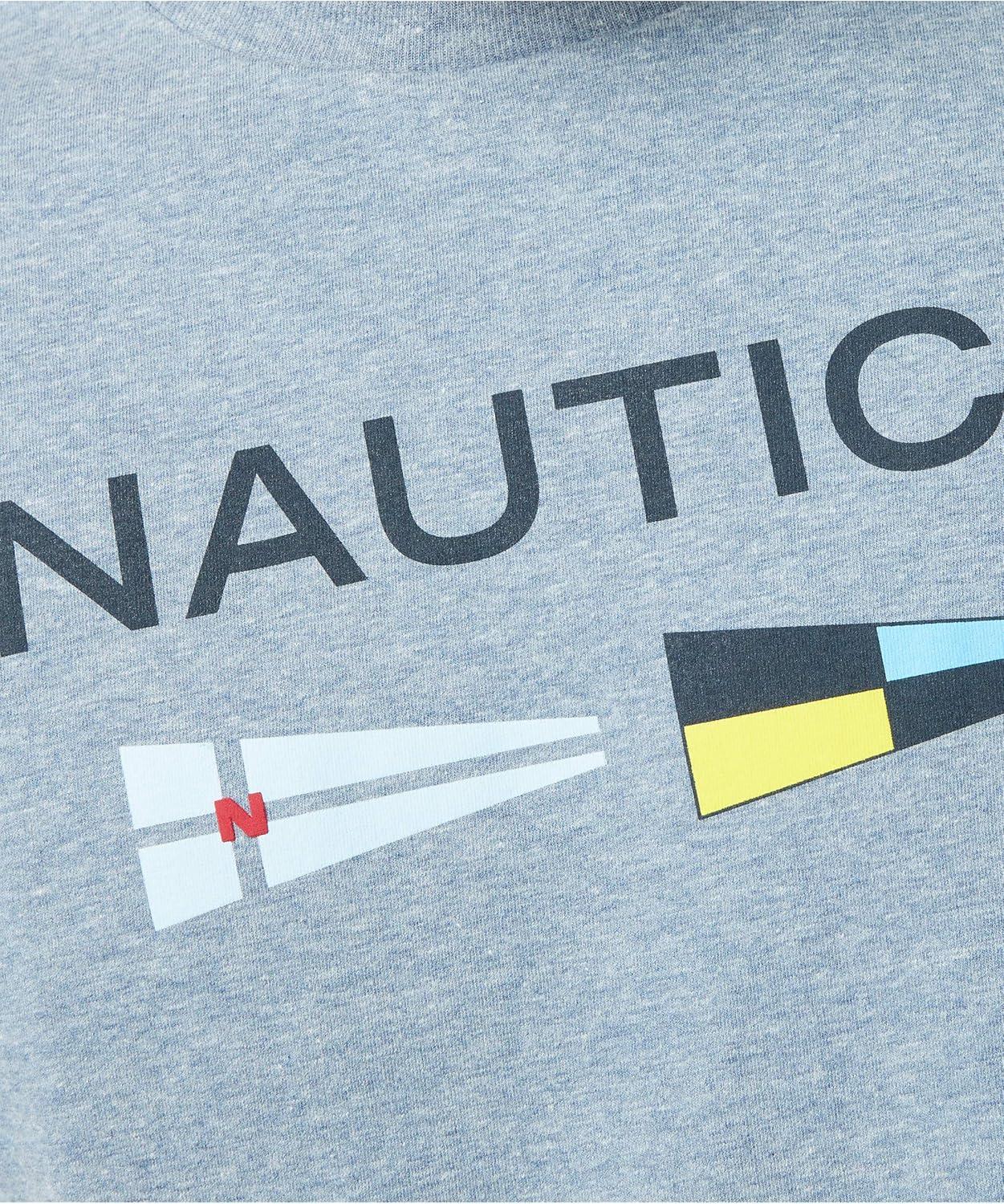 imageNautica Mens Sustainably Crafted Logo Signal Flag Graphic TShirtDeep Anchor Heather