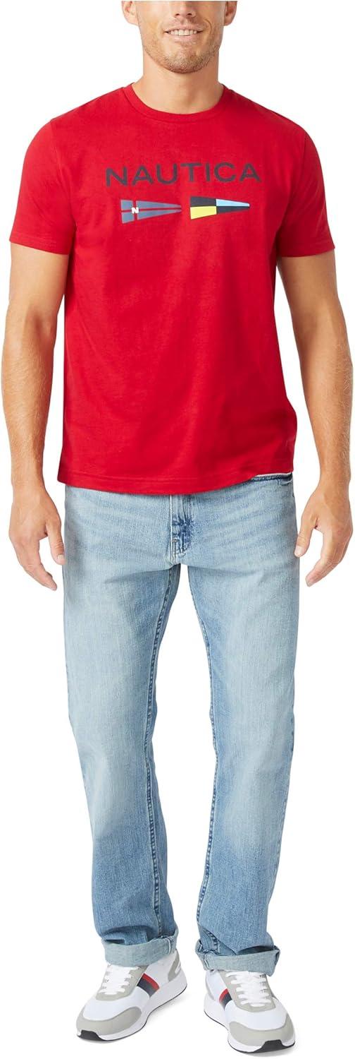 imageNautica Mens Sustainably Crafted Logo Signal Flag Graphic TShirtNautica Red