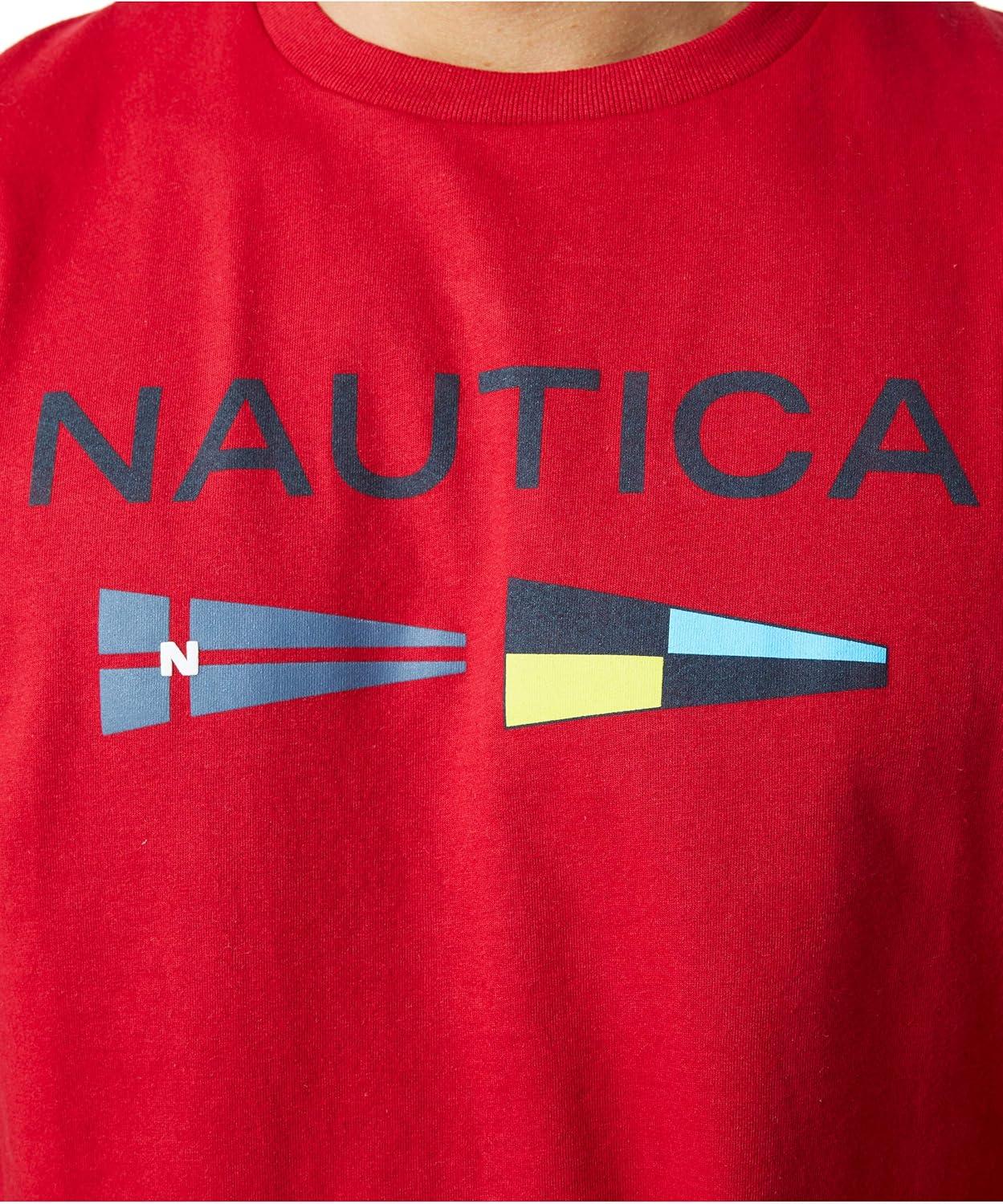imageNautica Mens Sustainably Crafted Logo Signal Flag Graphic TShirtNautica Red