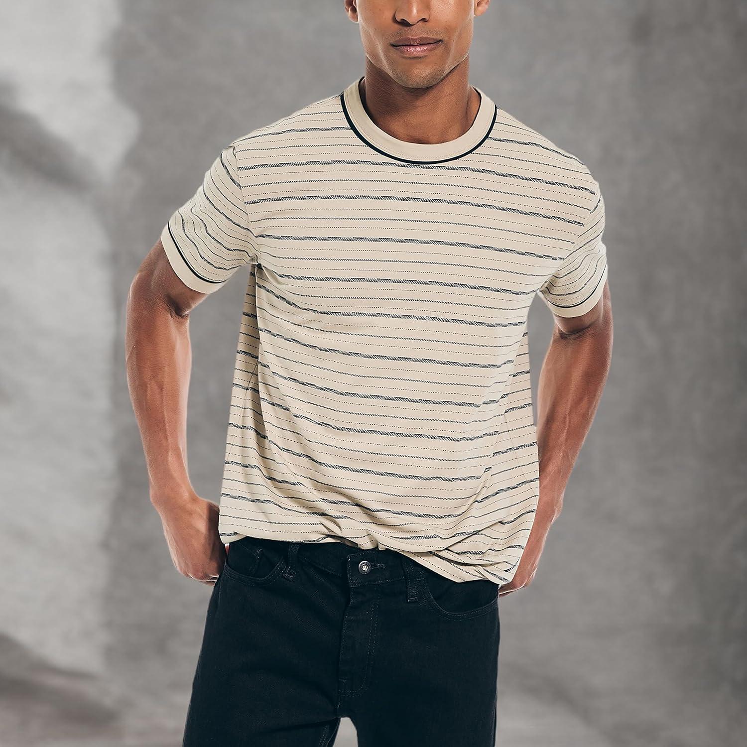 imageNautica Mens Sustainably Crafted Striped TShirtFlagstone
