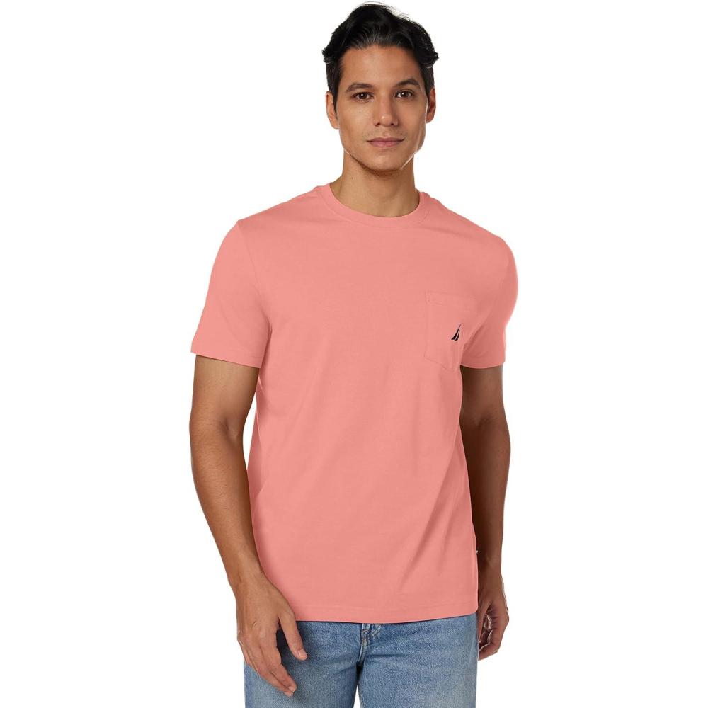 imageNautica Mens Classic Fit Pocket TShirtPale Coral Red