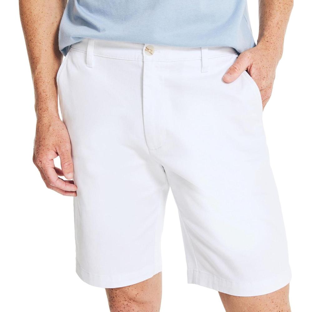 imageNautica Mens Cotton Twill Flat Front Chino ShortOptic White