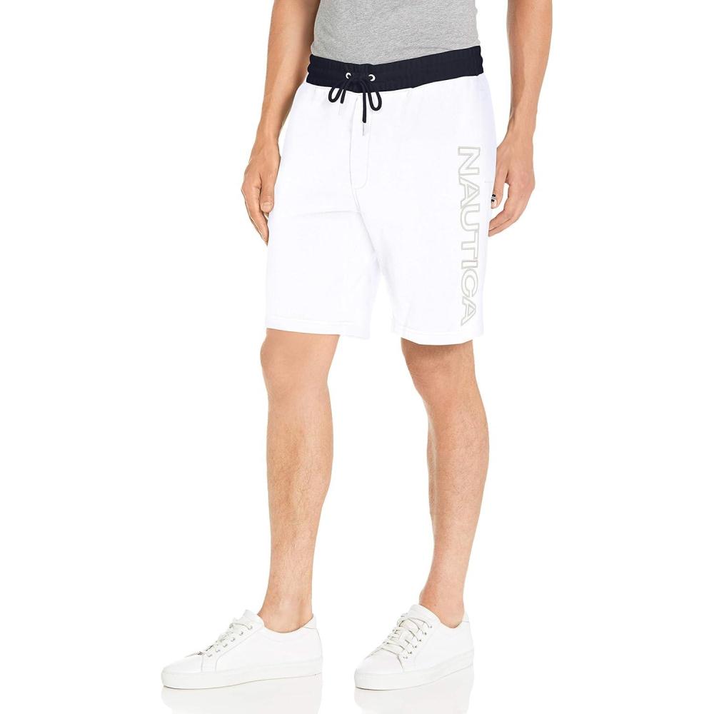 imageNautica Mens Fleece Logo ShortsBright White