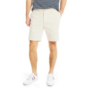 imageNautica Mens Classic Fit Flat Front Stretch Solid Chino 85quot Deck ShortsNautica Stone