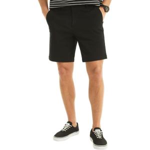 imageNautica Mens Classic Fit Flat Front Stretch Solid Chino 85quot Deck ShortsNight Black