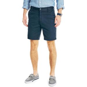 imageNautica Mens Classic Fit Flat Front Stretch Solid Chino 85quot Deck ShortsTrue Navy