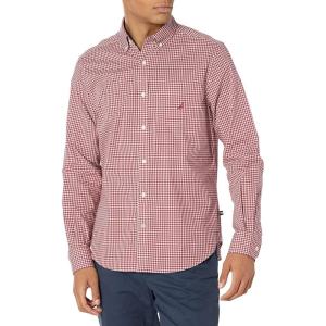 imageNautica Mens Gingham Poplin ShirtRusted Hull