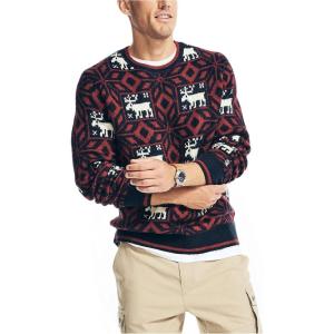 imageNautica Mens Reissue Printed Jacquard Crewneck SweaterNavy
