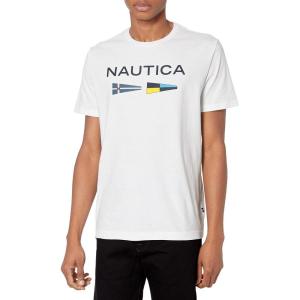 imageNautica Mens Sustainably Crafted Logo Signal Flag Graphic TShirtBright White