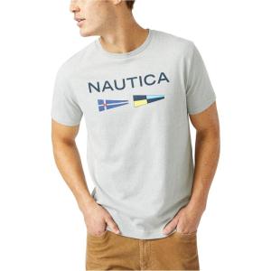 imageNautica Mens Sustainably Crafted Logo Signal Flag Graphic TShirtGrey Heather