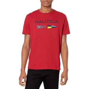 imageNautica Mens Sustainably Crafted Logo Signal Flag Graphic TShirtNautica Red