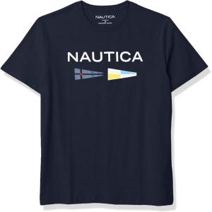 imageNautica Mens Sustainably Crafted Logo Signal Flag Graphic TShirtNavy