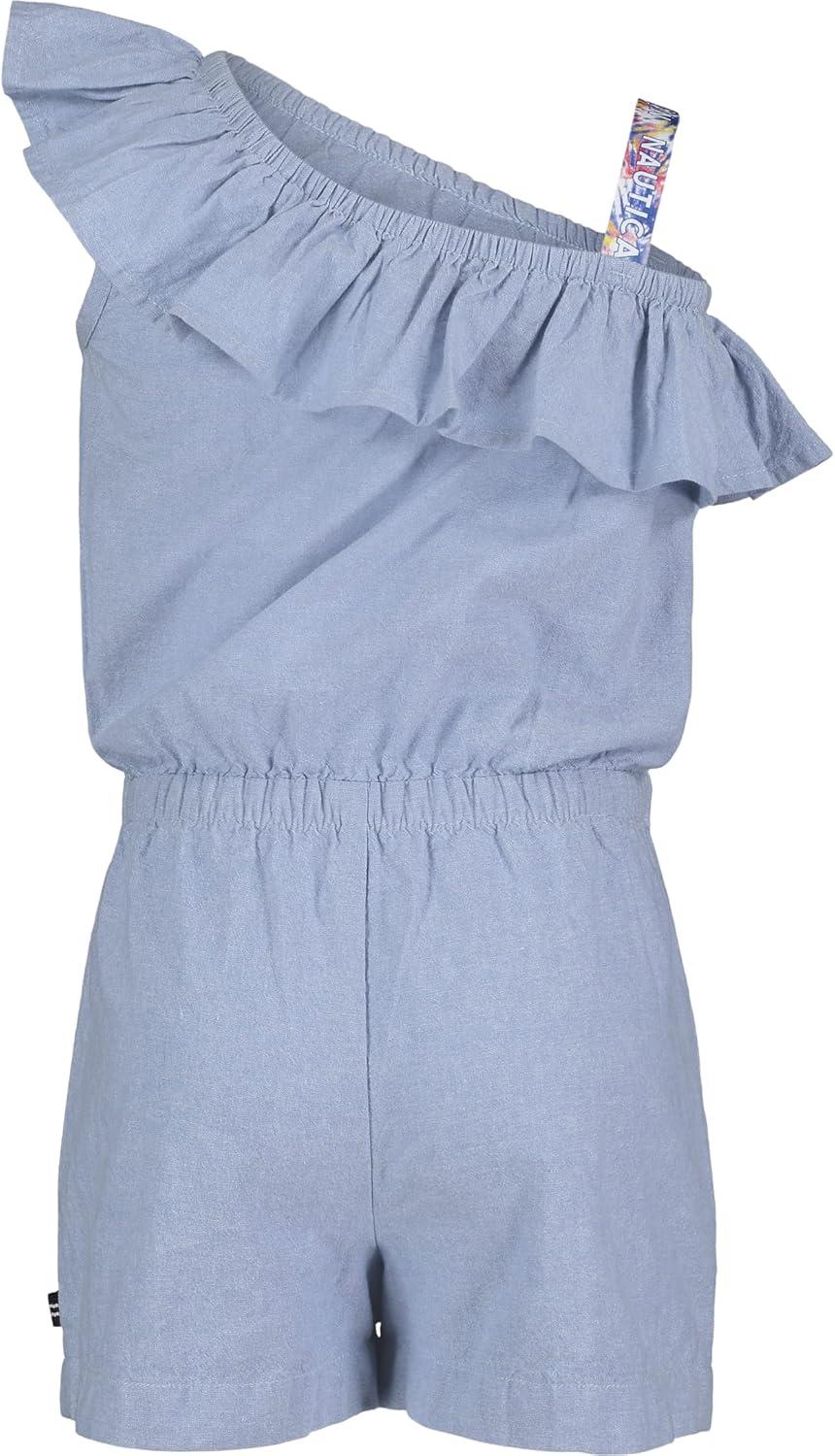 imageNautica Girls Lightweight Chambray Romper With Elastic WaistbandChambray Ruffle