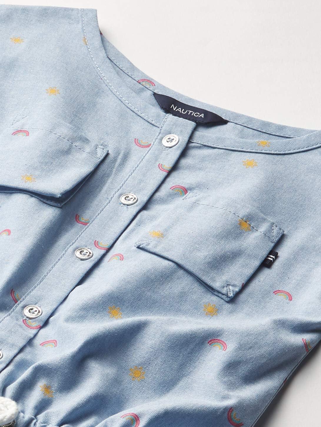 imageNautica Girls Lightweight Chambray Romper With Elastic WaistbandExtra Light Chambray