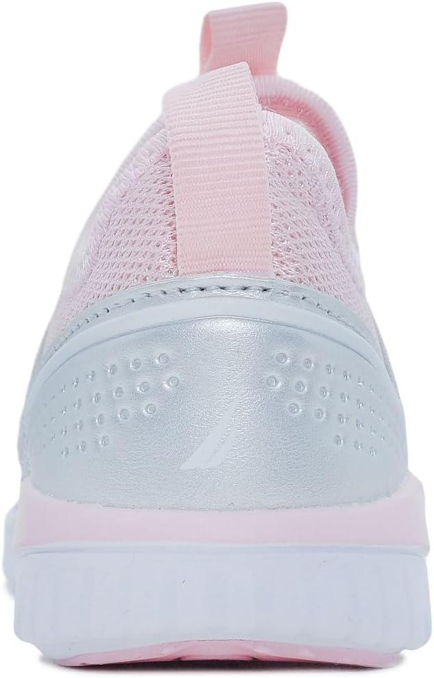 imageNautica Girls SlipOn Sneaker  Athletic Running Kids Shoe for Walking Running Tennis and Sports ToddlerLittle KidLight Pink Silver Mesh