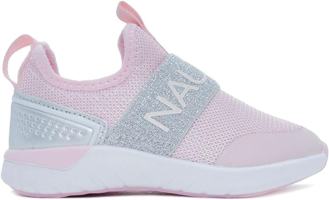 imageNautica Girls SlipOn Sneaker  Athletic Running Kids Shoe for Walking Running Tennis and Sports ToddlerLittle KidLight Pink Silver Mesh