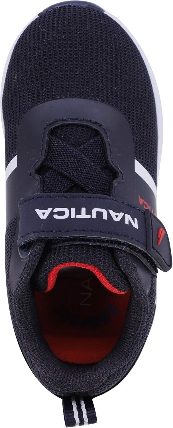 imageNautica Kids Fashion Sneaker Athletic Running Shoe with One Strap Boys  GirlsToddlerLittle KidLarnaca Navy Red