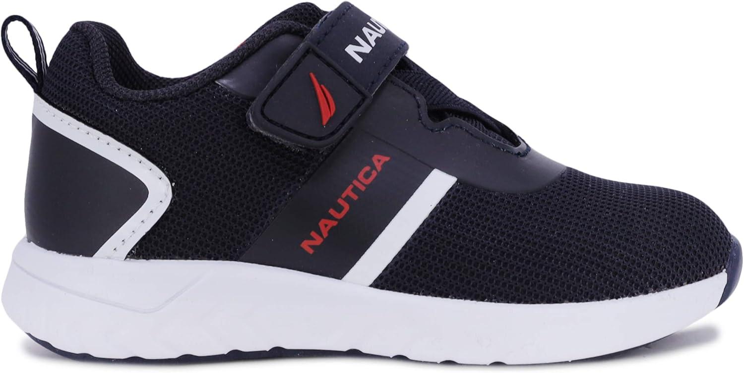 imageNautica Kids Fashion Sneaker Athletic Running Shoe with One Strap Boys  GirlsToddlerLittle KidLarnaca Navy Red
