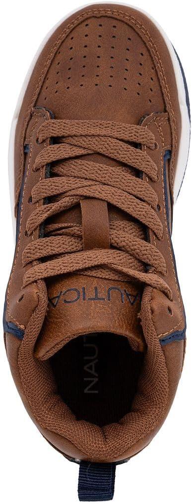 imageNautica Kids Sneaker LaceUp Fashion Shoe with BootLike High Top Design for Boys and Girls Big KidLittle Kid Sizes  HorizonCognac Cobalt