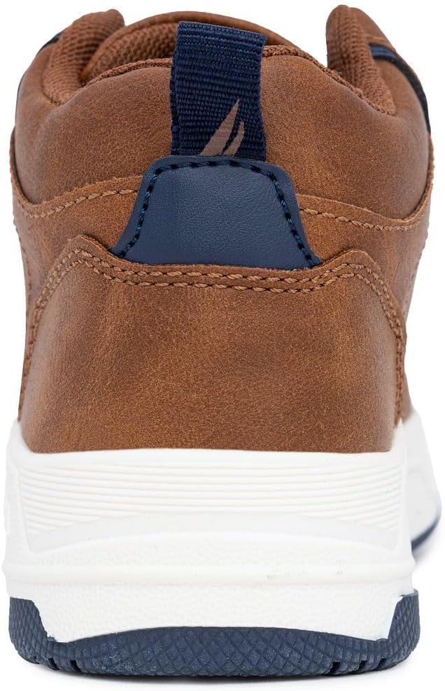 imageNautica Kids Sneaker LaceUp Fashion Shoe with BootLike High Top Design for Boys and Girls Big KidLittle Kid Sizes  HorizonCognac Cobalt