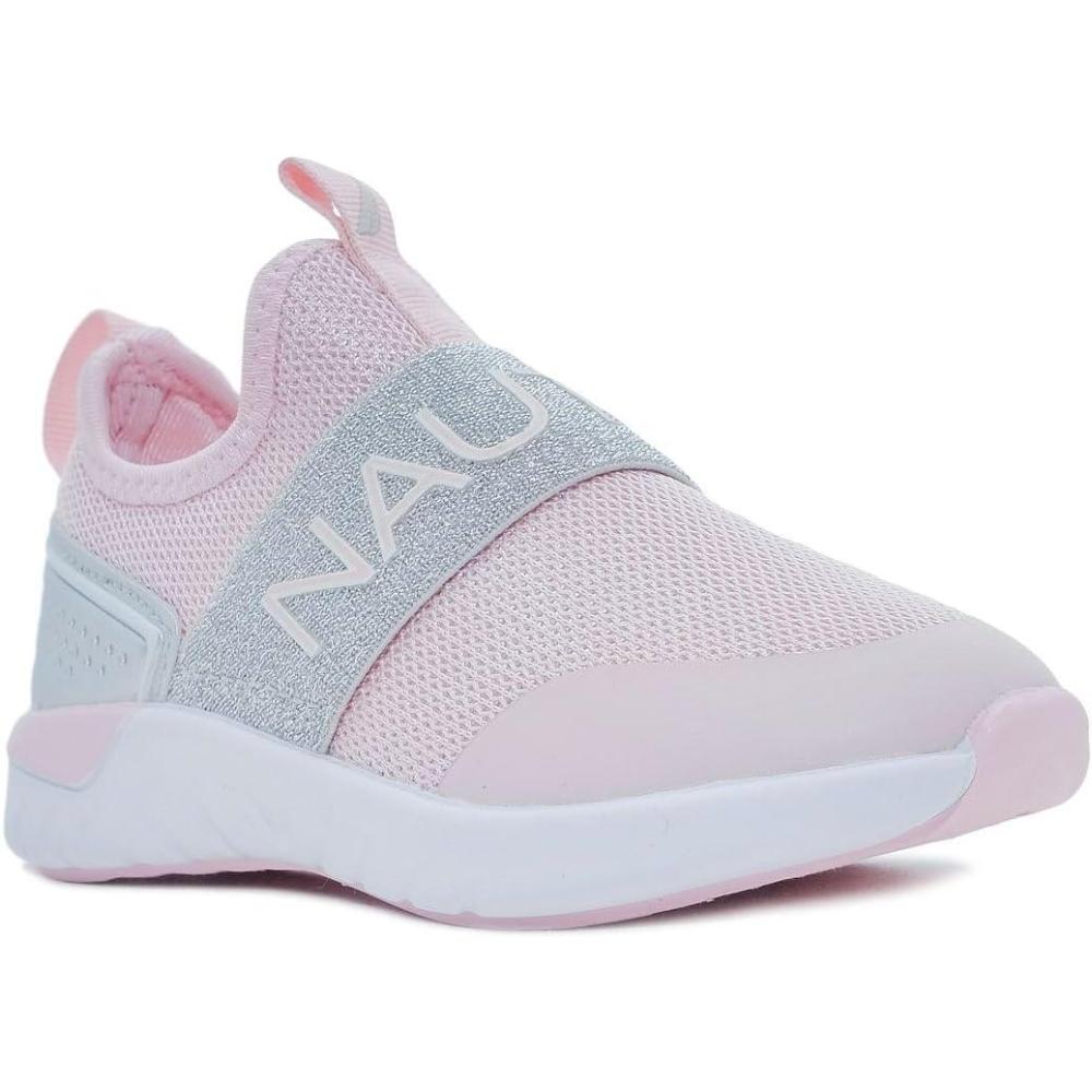 imageNautica Girls SlipOn Sneaker  Athletic Running Kids Shoe for Walking Running Tennis and Sports ToddlerLittle KidLight Pink Silver Mesh