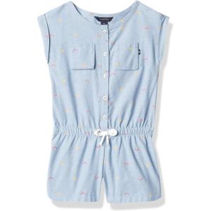 imageNautica Girls Lightweight Chambray Romper With Elastic WaistbandExtra Light Chambray