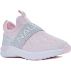 imageNautica Girls SlipOn Sneaker  Athletic Running Kids Shoe for Walking Running Tennis and Sports ToddlerLittle KidLight Pink Silver Mesh