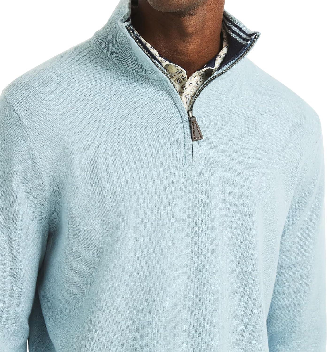 imageNautica Mens Navtech QuarterZip SweaterCrystal Bay Heather