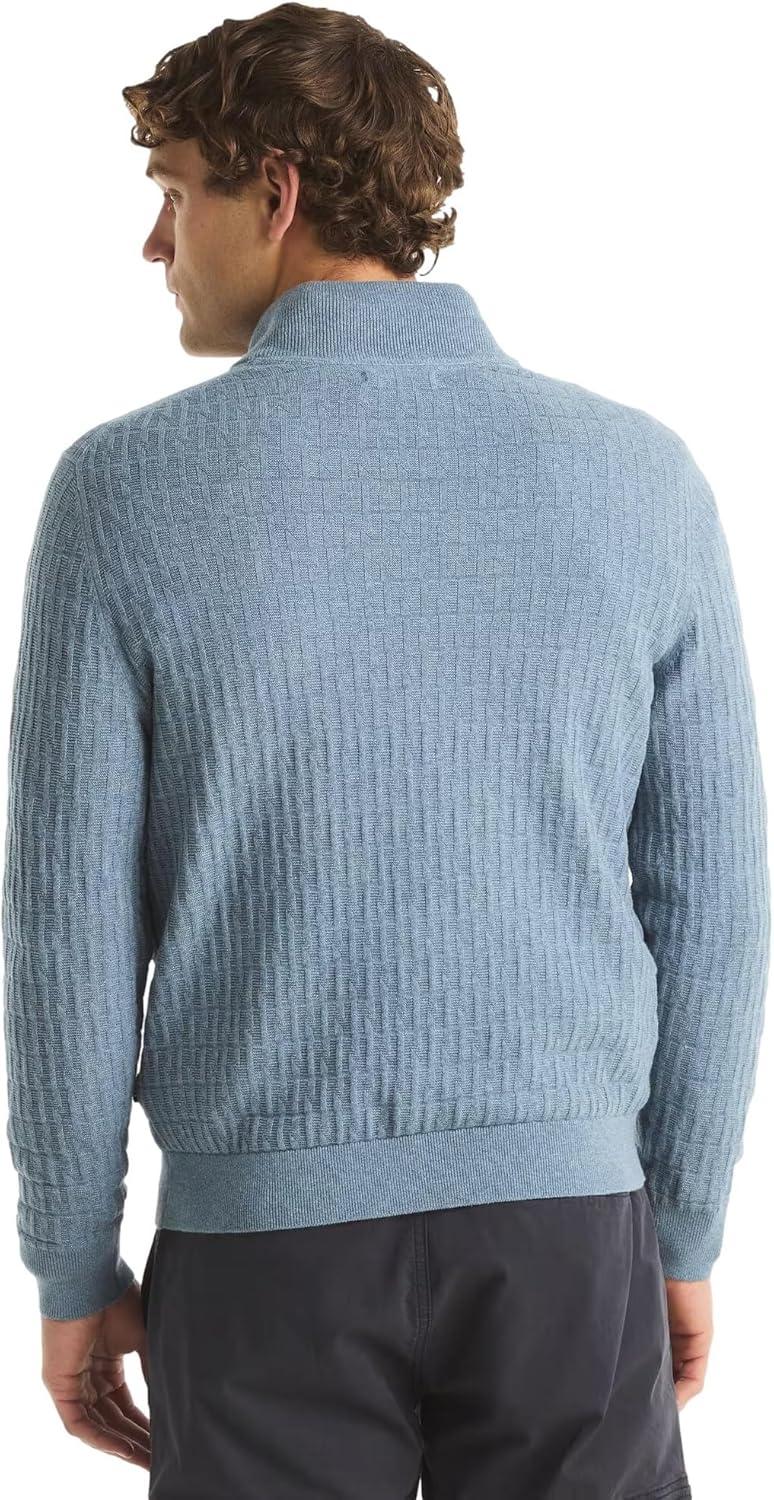 imageNautica Mens Navtech QuarterZip SweaterTextured Achor Blue Heather