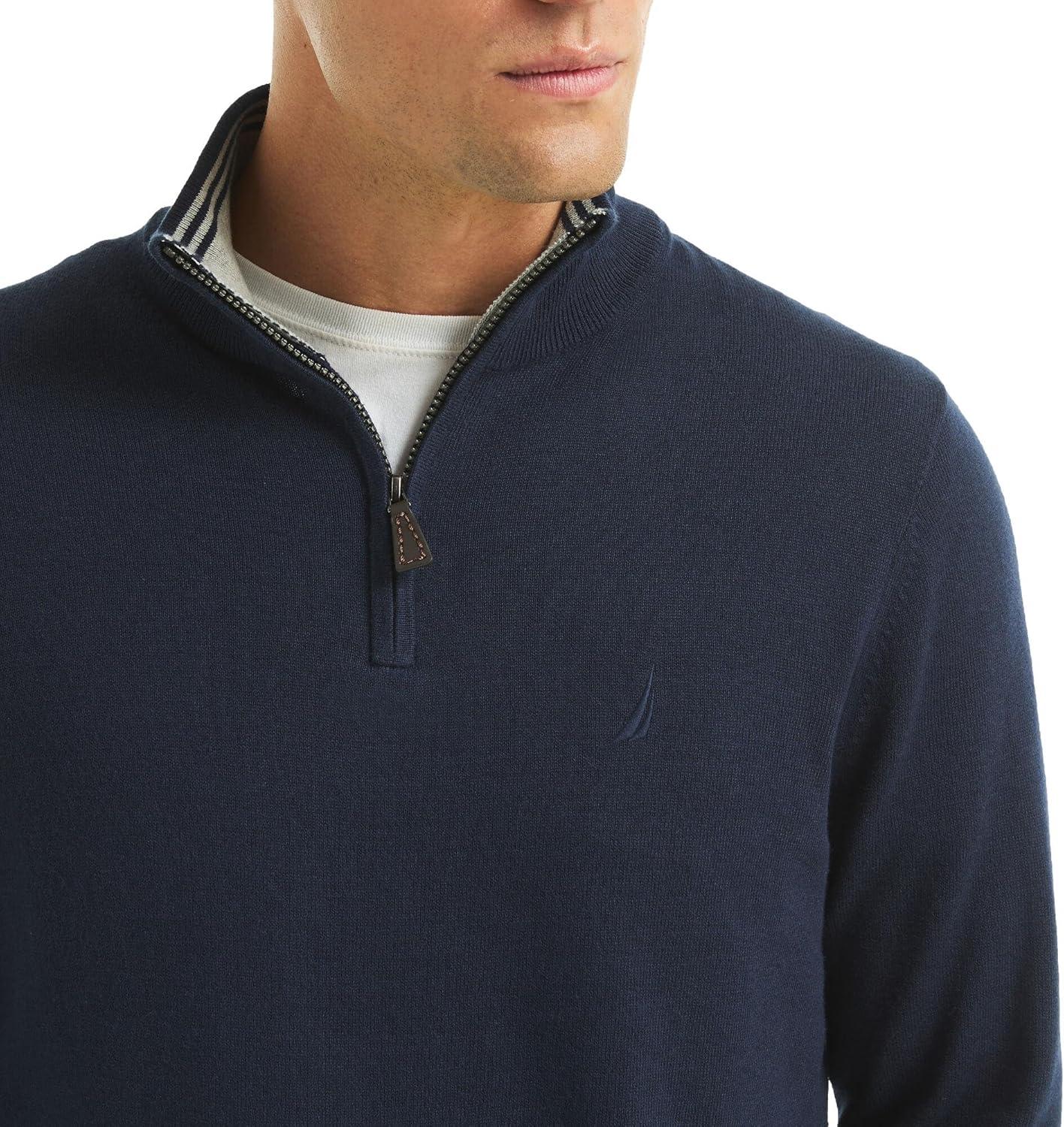 imageNautica Mens Navtech QuarterZip SweaterThe French Navy