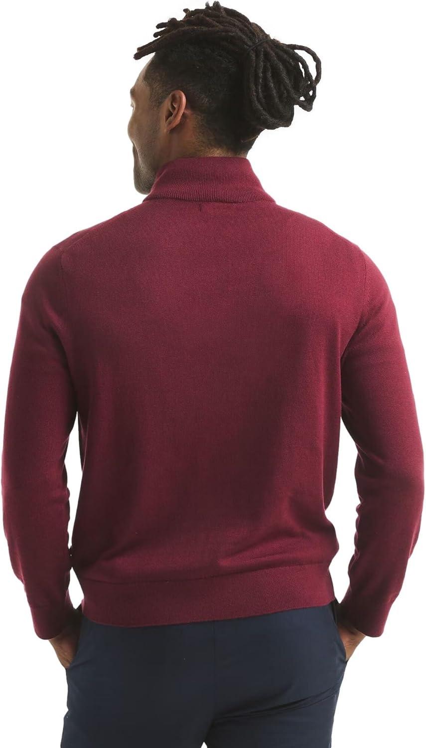 imageNautica Mens Navtech QuarterZip SweaterZinfandel