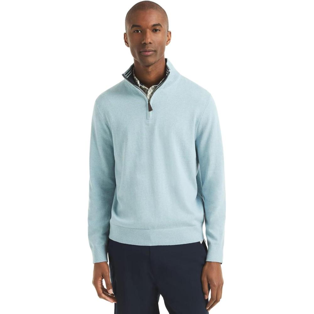 imageNautica Mens Navtech QuarterZip SweaterCrystal Bay Heather