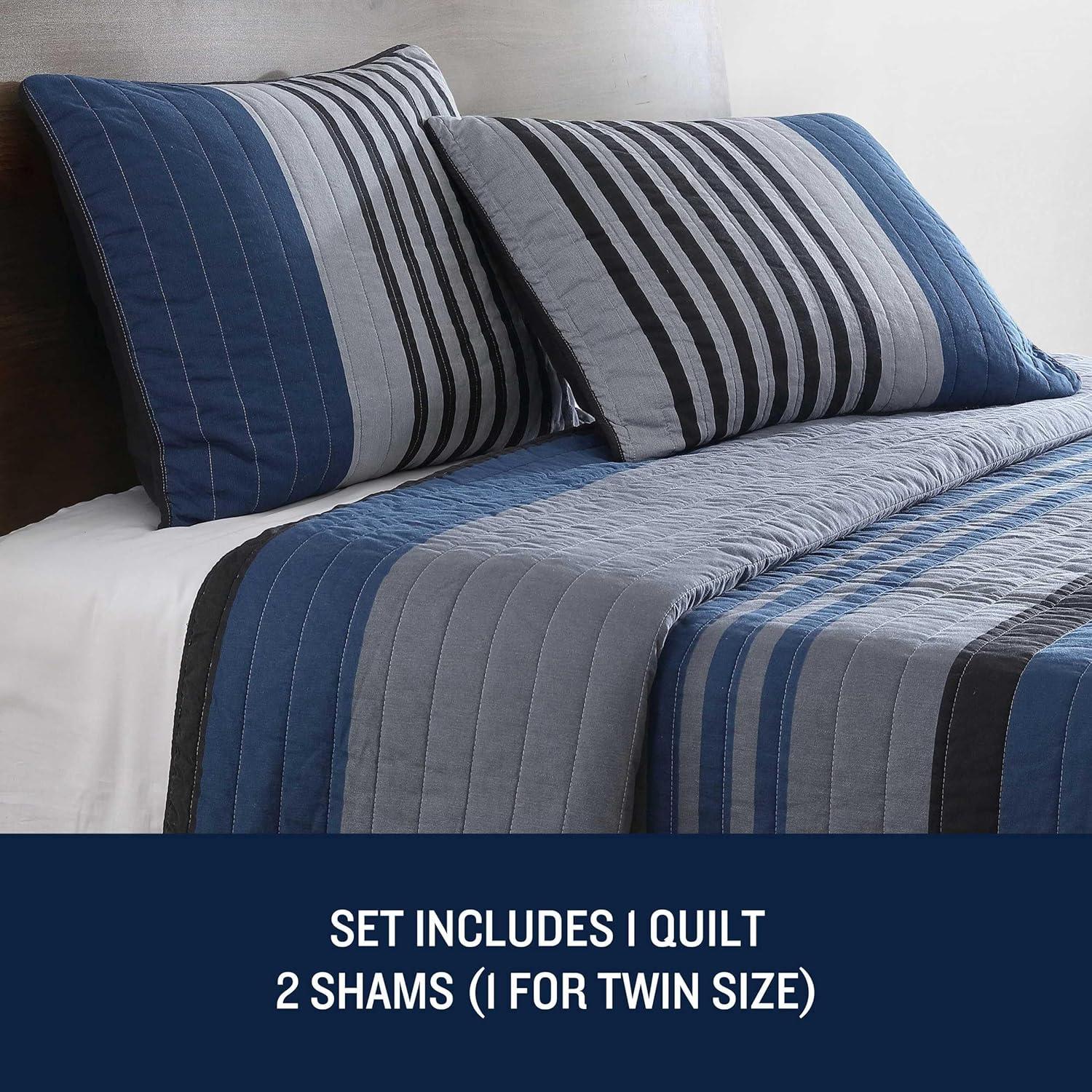 imageNautica  Queen Quilt Set Reversible Cotton Bedding with Matching Shams Mediterranean Inspired Home Decor for All Seasons Fairwater Blue QueenRendon Charcoal