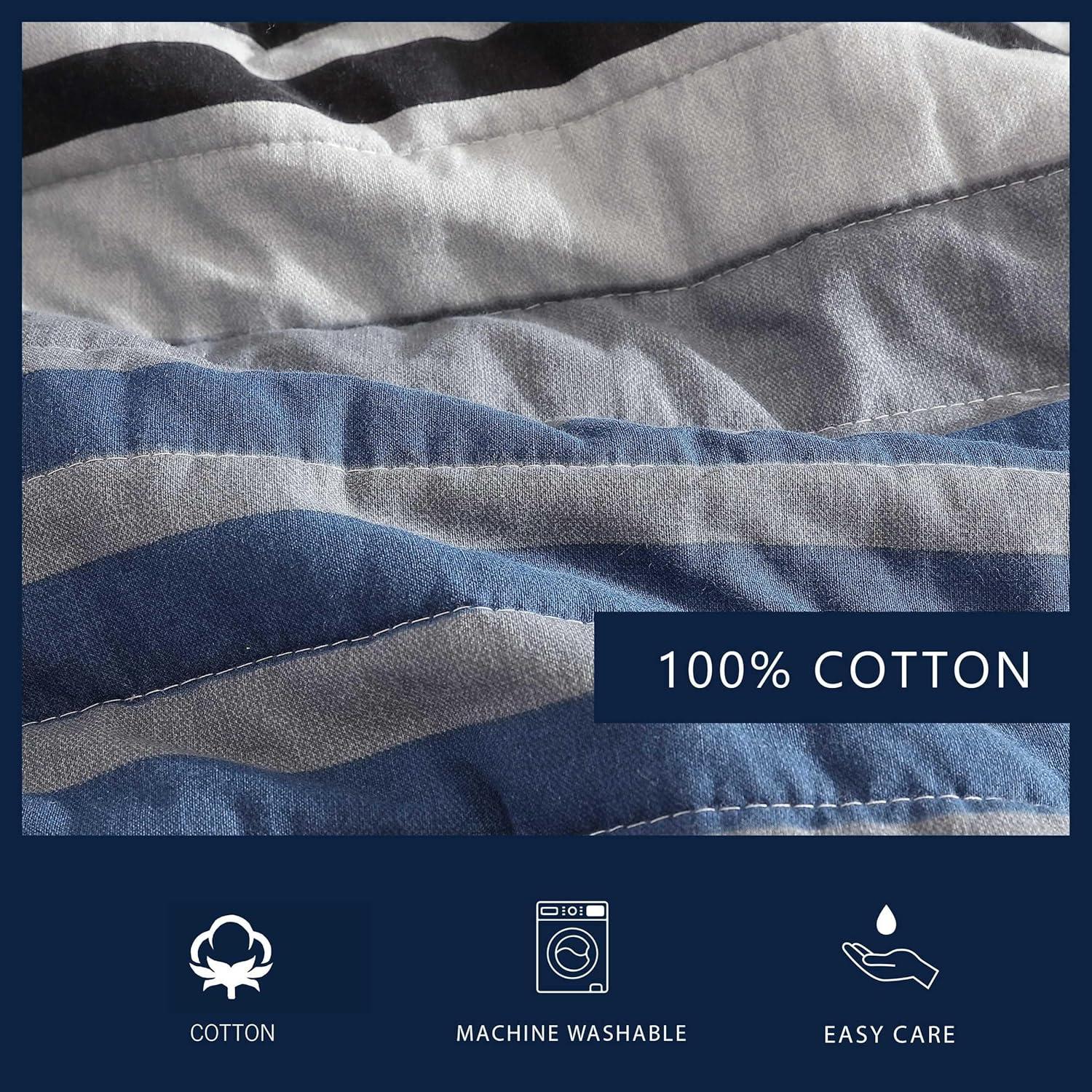 imageNautica  Queen Quilt Set Reversible Cotton Bedding with Matching Shams Mediterranean Inspired Home Decor for All Seasons Fairwater Blue QueenRendon Charcoal