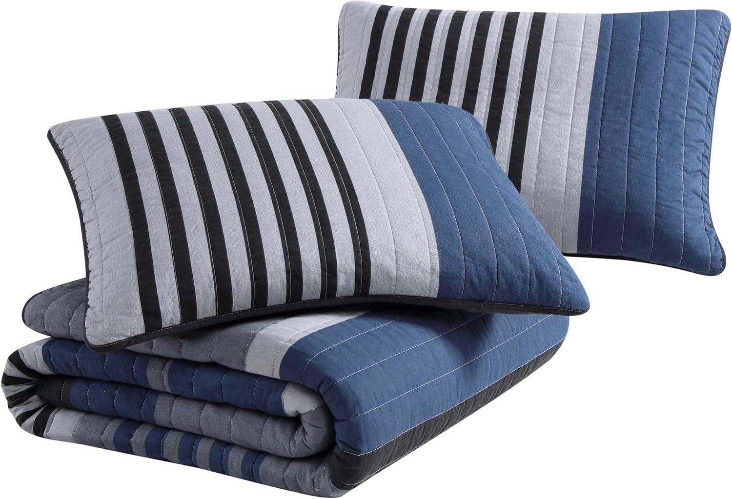 imageNautica  Queen Quilt Set Reversible Cotton Bedding with Matching Shams Mediterranean Inspired Home Decor for All Seasons Fairwater Blue QueenRendon Charcoal