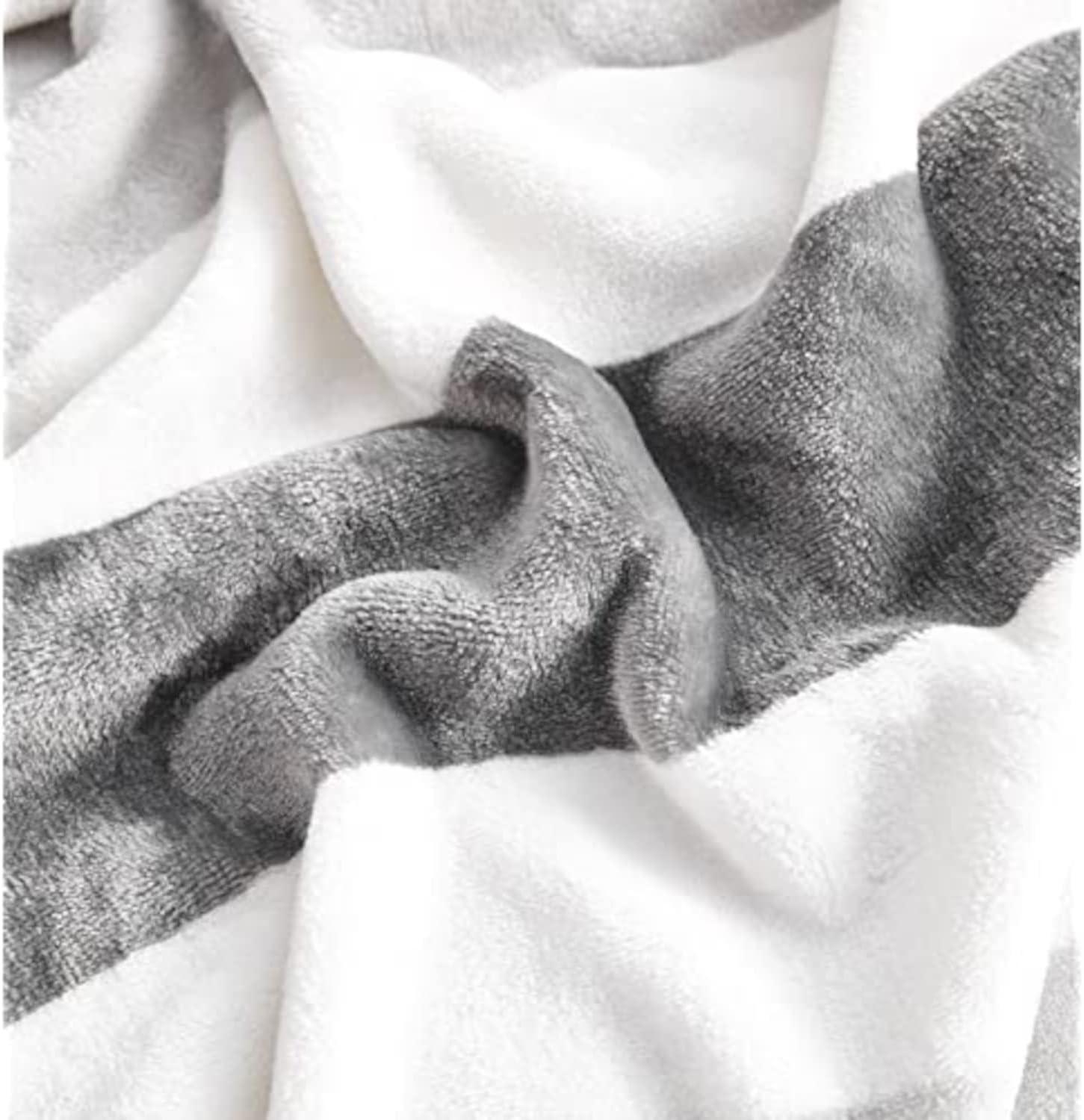 imageNautica  Throw Blanket Super Soft ampamp Cozy Fleece Bedding Dorm Room Essentials Awning Stripe Grey 50quot x 60quotAwning Stripe GreyWhite