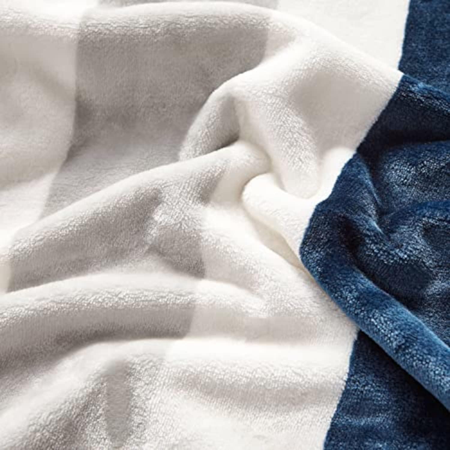 imageNautica  Throw Blanket Super Soft ampamp Cozy Fleece Bedding Dorm Room Essentials Awning Stripe Grey 50quot x 60quotAwning Stripe NavyWhite