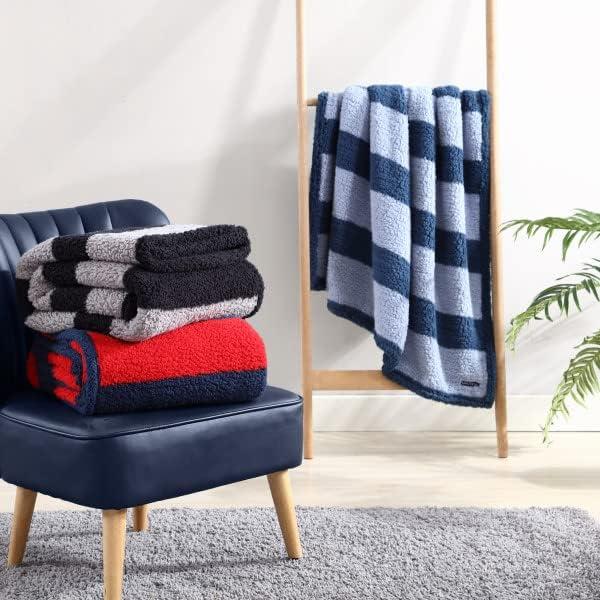 imageNautica  Throw Blanket Ultra Soft Plush Sherpa Bedding Warm ampamp Cozy Home Decor for Bed or Couch Dorm Room Essentials Saltmarsh Grey 50quot x 60quotLawndale BlackGrey
