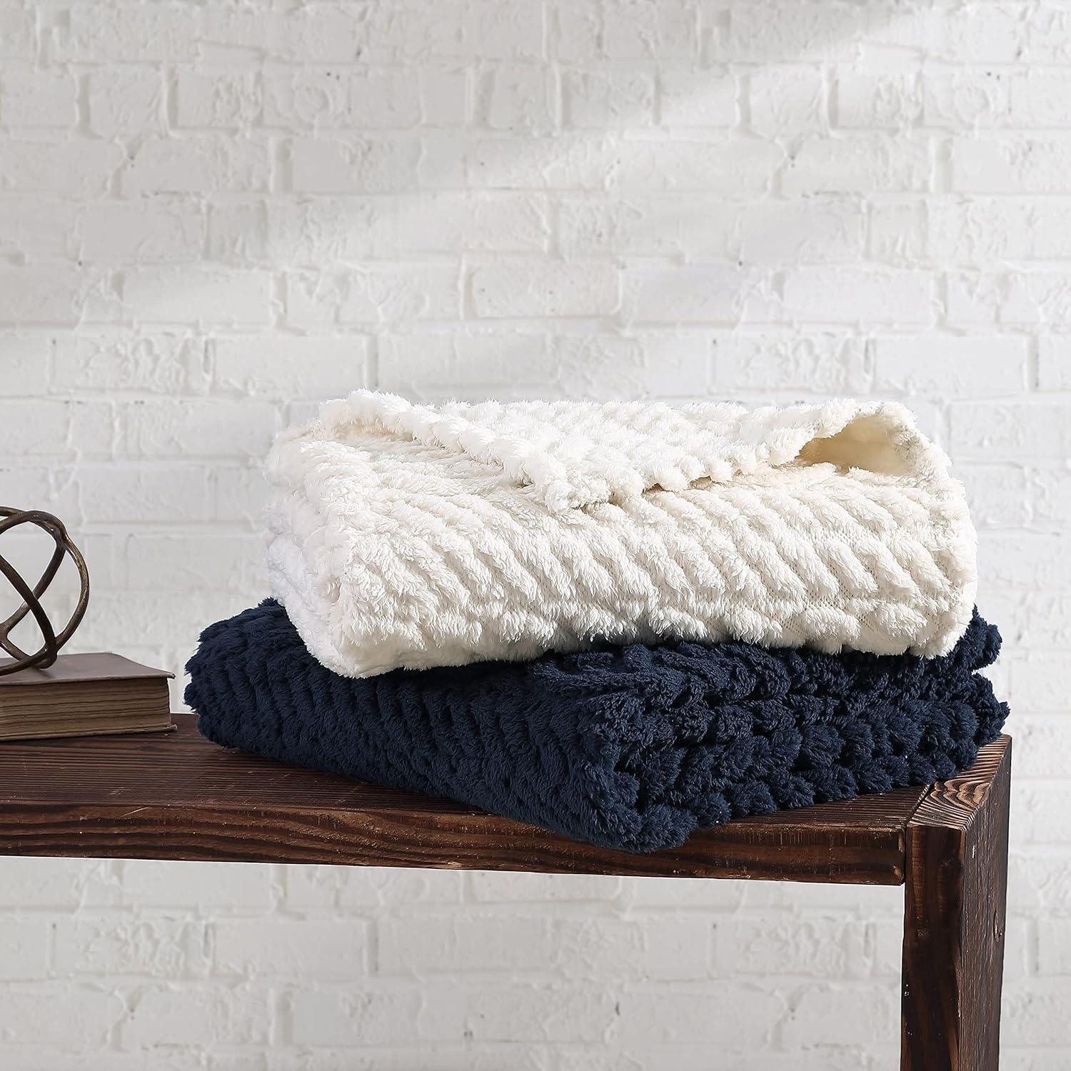 imageNautica  Throw Blanket Ultra Soft Plush Sherpa Bedding Warm ampamp Cozy Home Decor for Bed or Couch Dorm Room Essentials Saltmarsh Grey 50quot x 60quotDeclan Navy