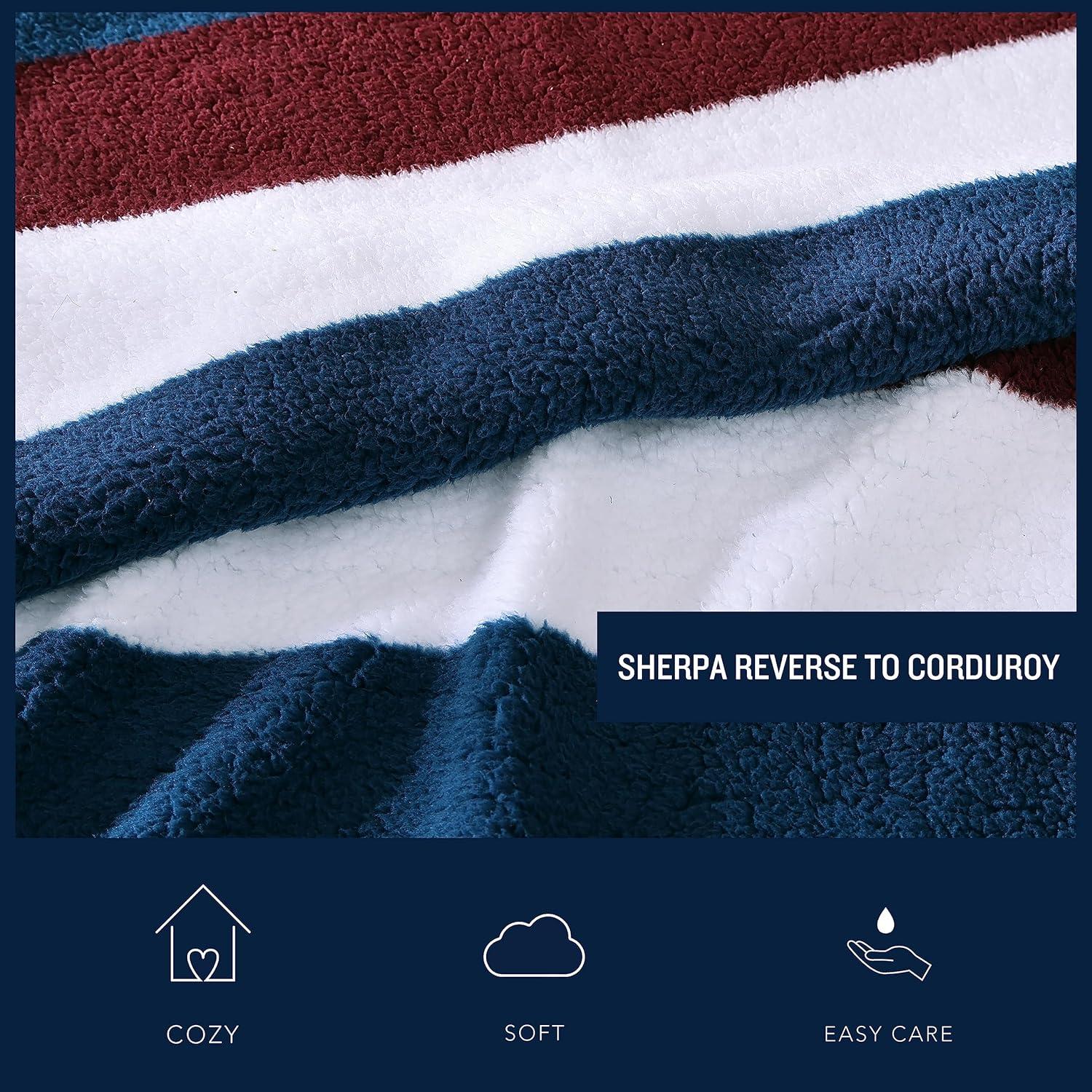 imageNautica  Throw Blanket Ultra Soft Plush Sherpa Bedding Warm ampamp Cozy Home Decor for Bed or Couch Dorm Room Essentials Saltmarsh Grey 50quot x 60quotWilton Navy