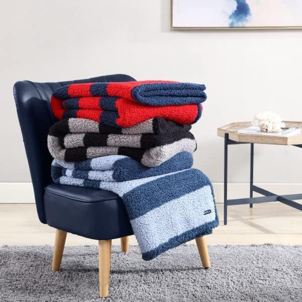 imageNautica  Throw Blanket Ultra Soft Plush Sherpa Bedding Warm ampamp Cozy Home Decor for Bed or Couch Dorm Room Essentials Saltmarsh Grey 50quot x 60quotLawndale BlackGrey