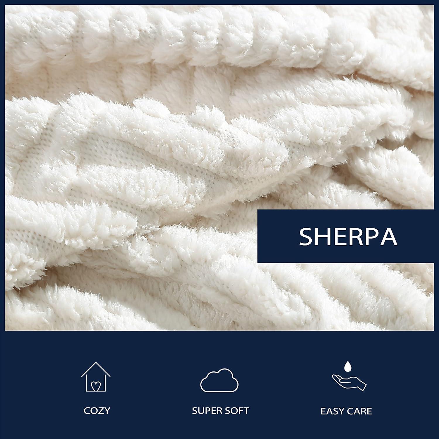 imageNautica  Throw Blanket Ultra Soft Plush Sherpa Bedding Warm ampamp Cozy Home Decor for Bed or Couch Dorm Room Essentials Saltmarsh Grey 50quot x 60quotDeclan Ivory