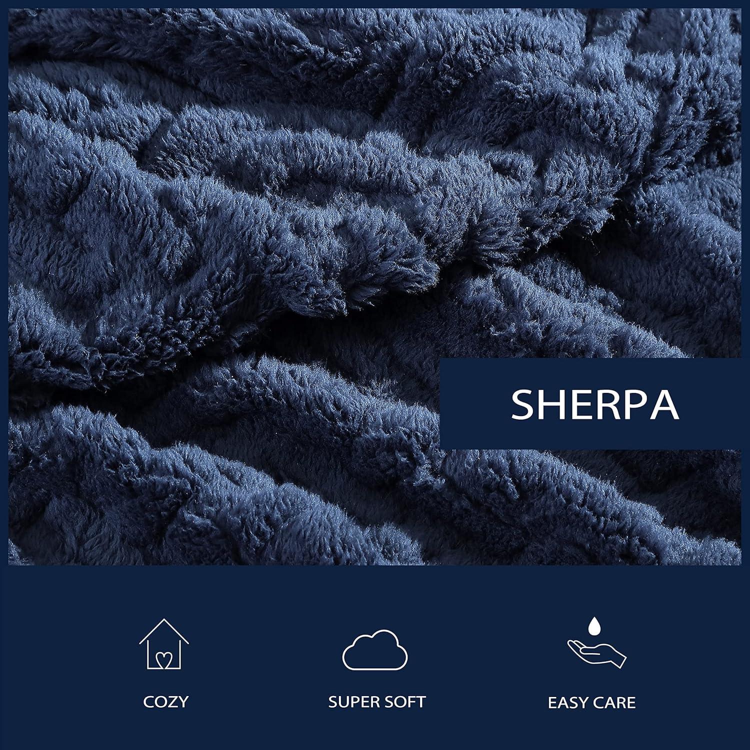 imageNautica  Throw Blanket Ultra Soft Plush Sherpa Bedding Warm ampamp Cozy Home Decor for Bed or Couch Dorm Room Essentials Saltmarsh Grey 50quot x 60quotDeclan Navy