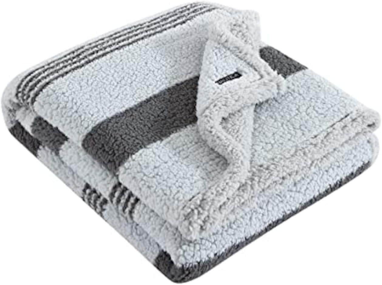imageNautica  Throw Blanket Ultra Soft Plush Sherpa Bedding Warm ampamp Cozy Home Decor for Bed or Couch Dorm Room Essentials Saltmarsh Grey 50quot x 60quotSaltmarsh Grey