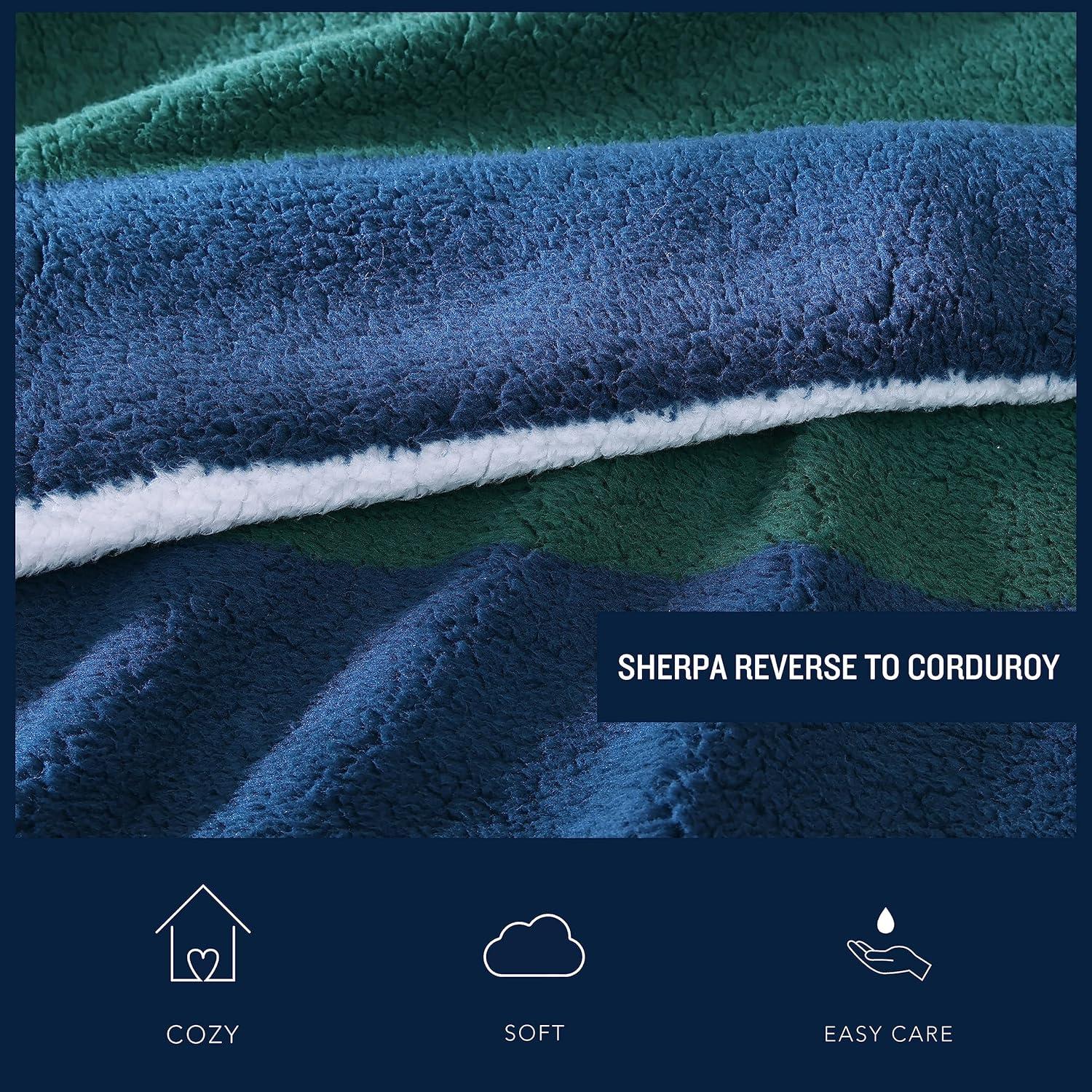 imageNautica  Throw Blanket Ultra Soft Plush Sherpa Bedding Warm ampamp Cozy Home Decor for Bed or Couch Dorm Room Essentials Saltmarsh Grey 50quot x 60quotWilton NavyGreen