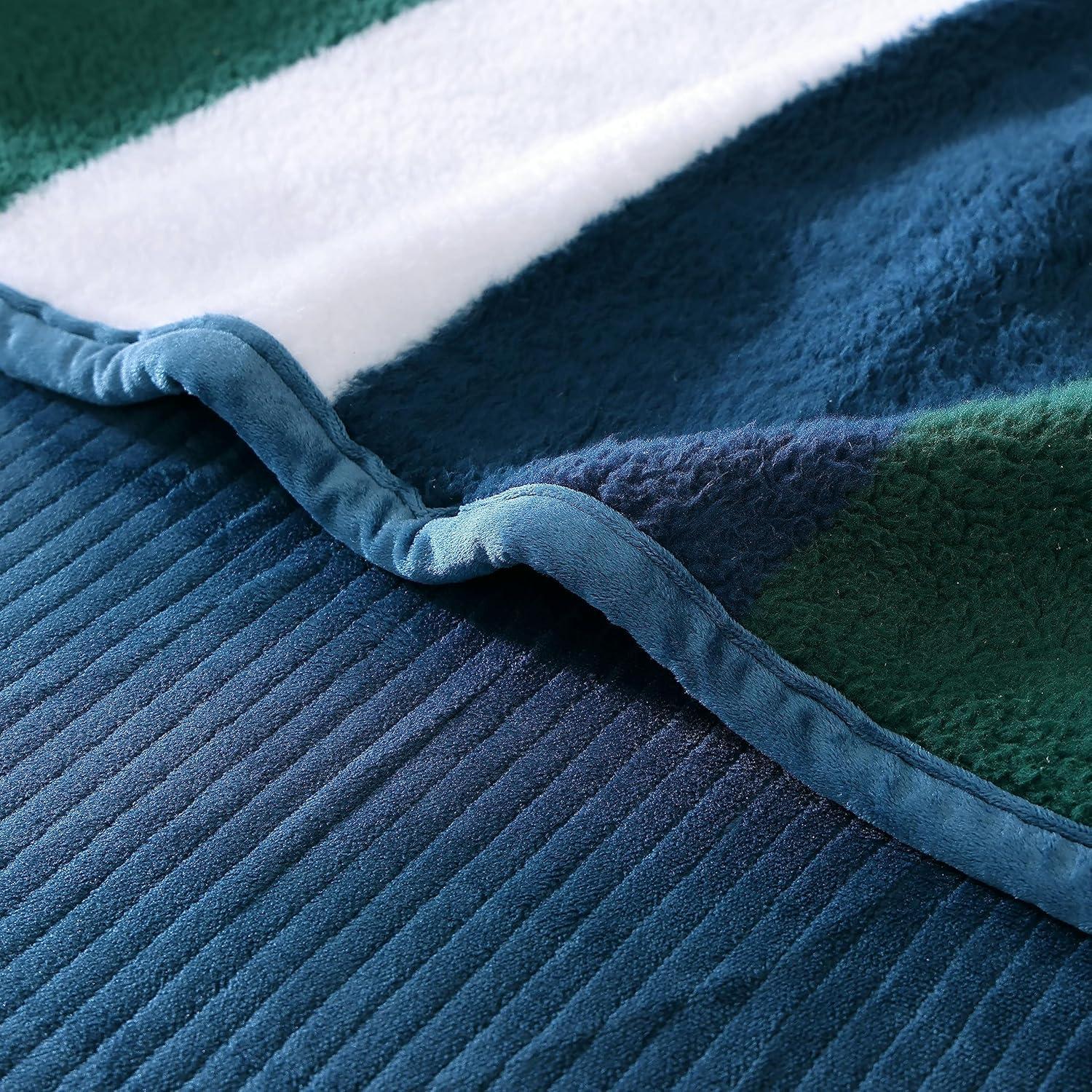imageNautica  Throw Blanket Ultra Soft Plush Sherpa Bedding Warm ampamp Cozy Home Decor for Bed or Couch Dorm Room Essentials Saltmarsh Grey 50quot x 60quotWilton NavyGreen