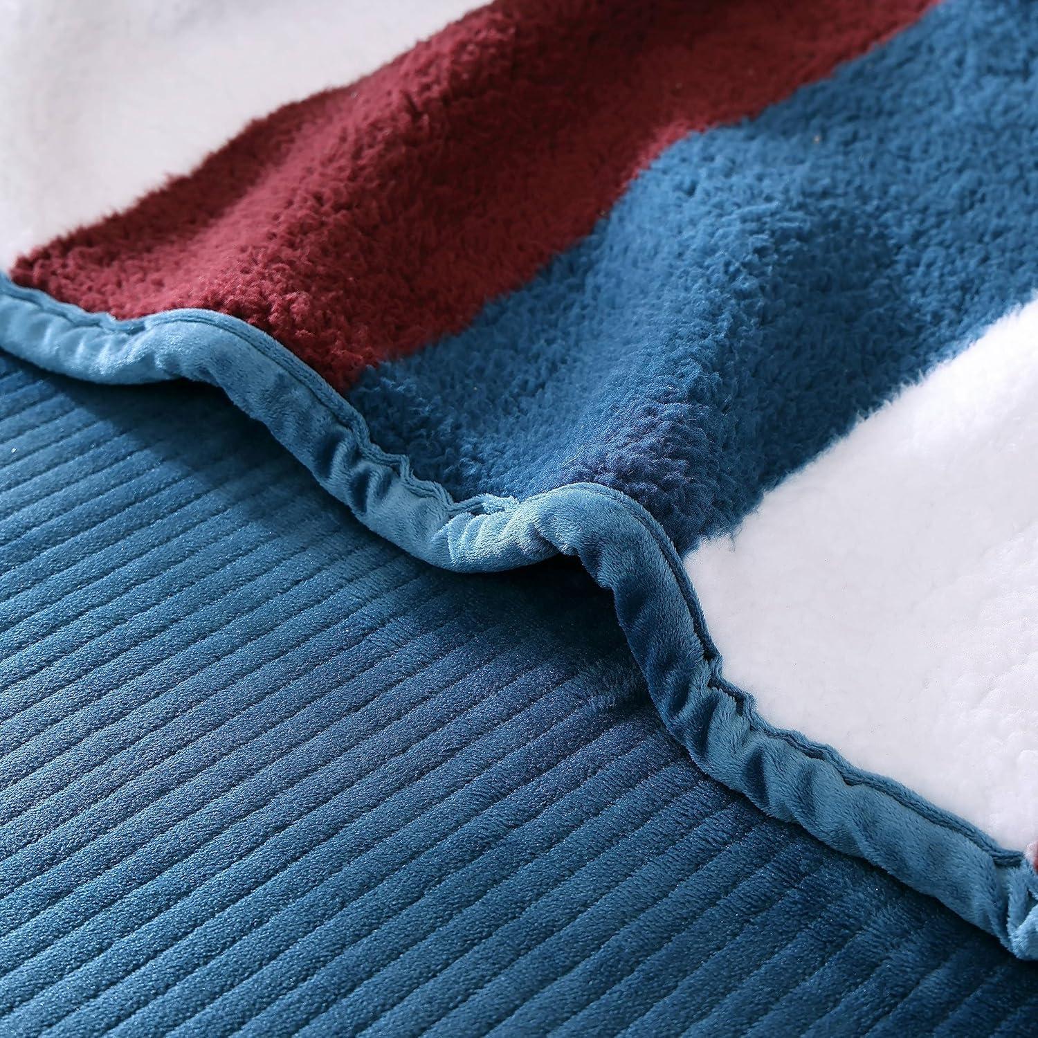 imageNautica  Throw Blanket Ultra Soft Plush Sherpa Bedding Warm ampamp Cozy Home Decor for Bed or Couch Dorm Room Essentials Saltmarsh Grey 50quot x 60quotWilton Navy